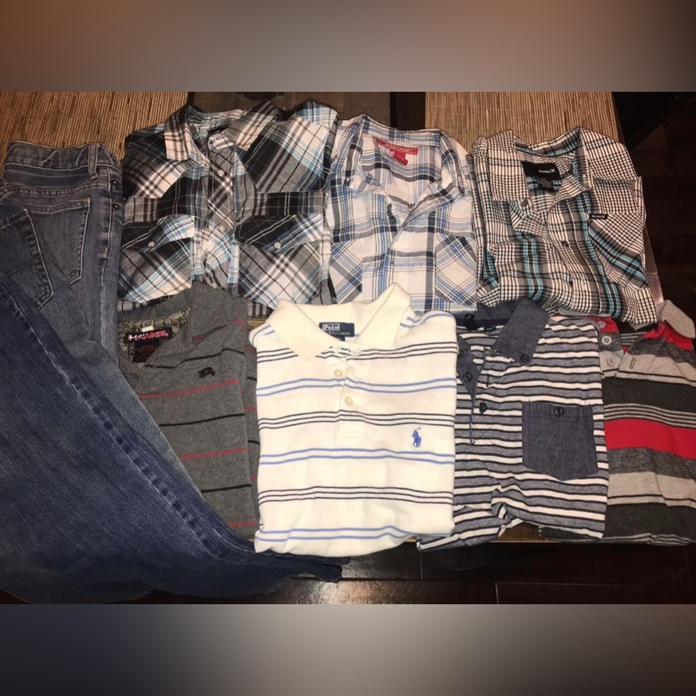 LOT of boys clothes size 10 jeans 10-12 shirts